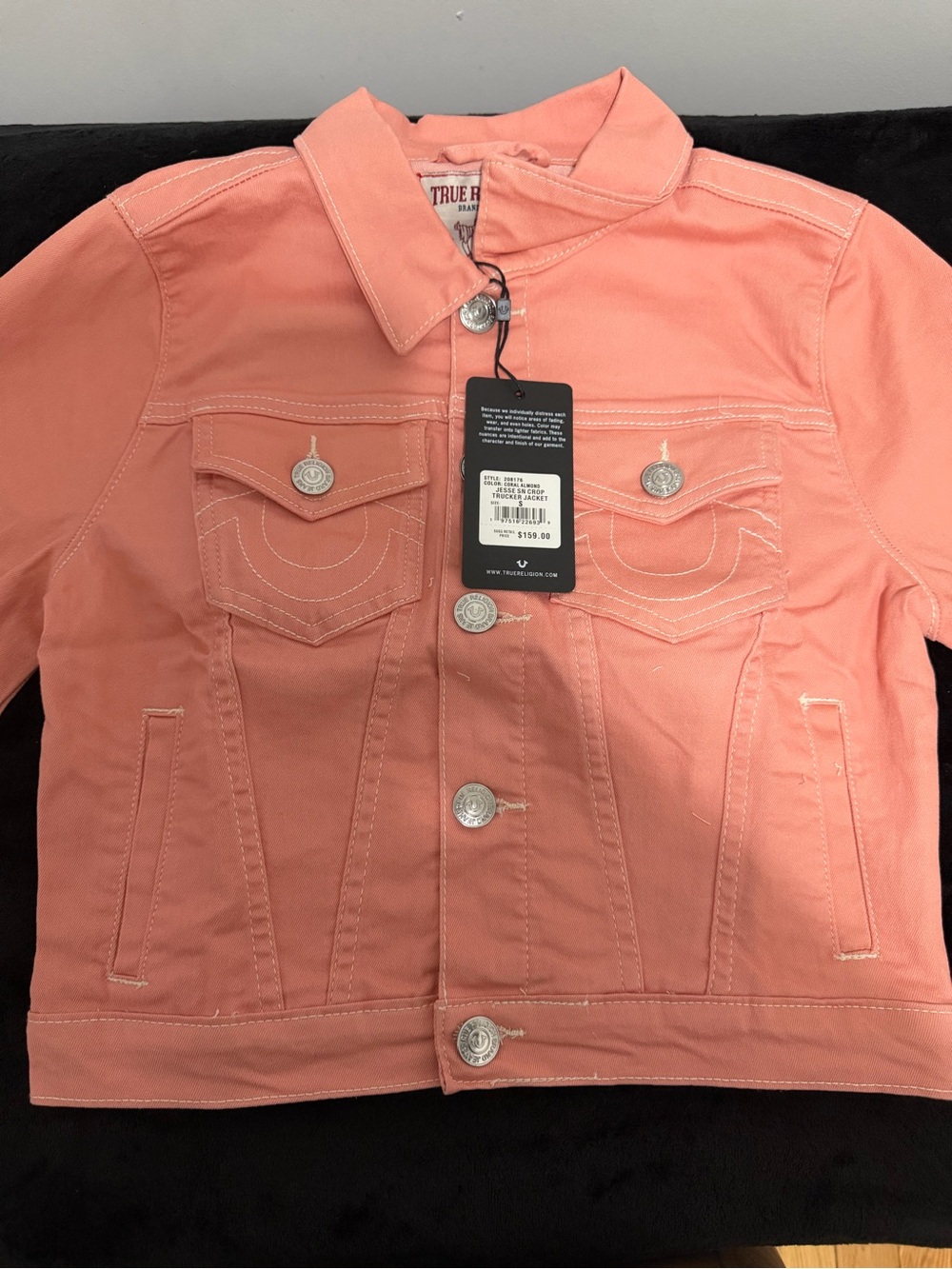 True Religion Coral Peach Denim Jacket